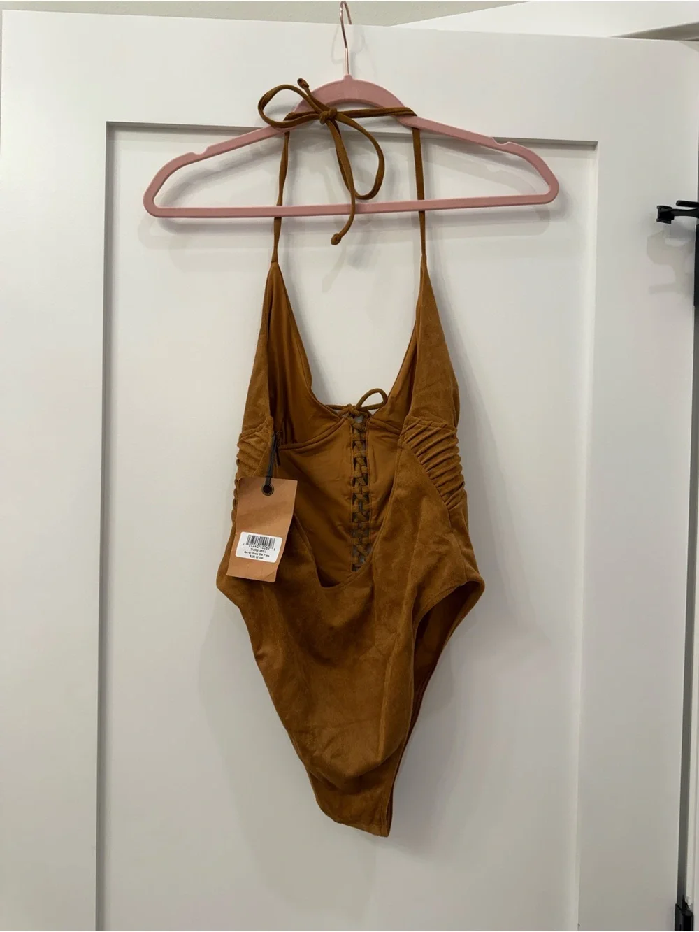 Frankie’s Bikinis x Bella Hadid Suede One Piece Swimsuit Bodysuit